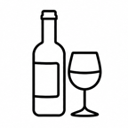 Wine bottle and glass icon