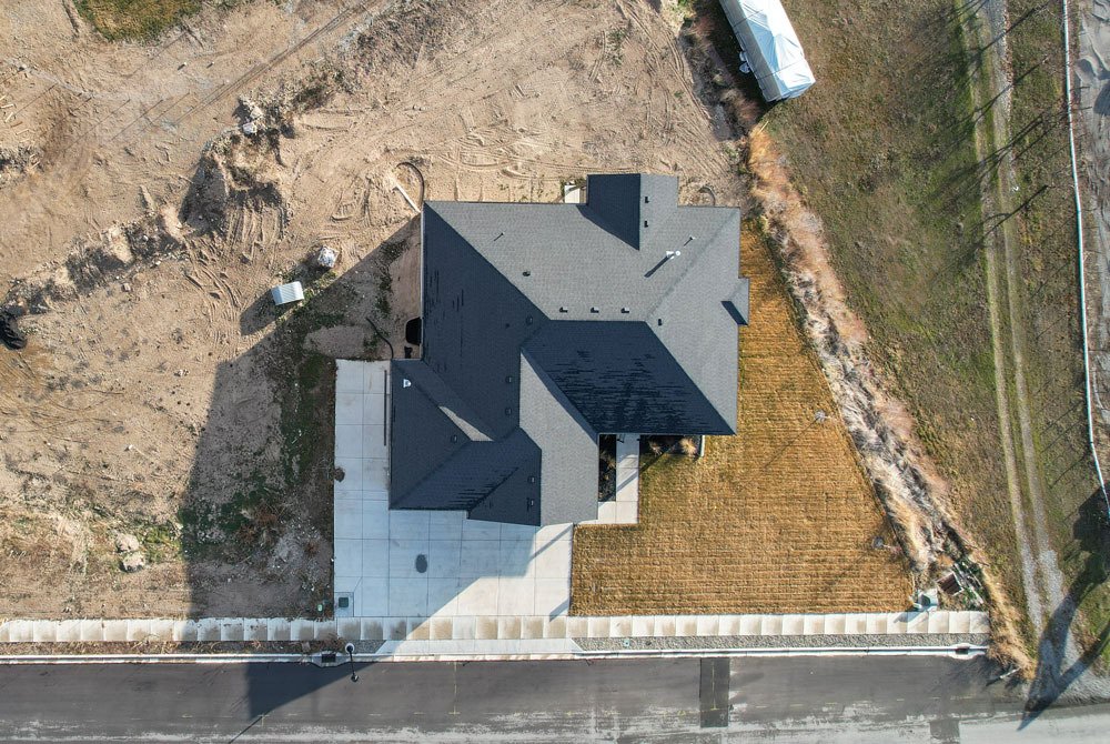 Drone shot of custom home